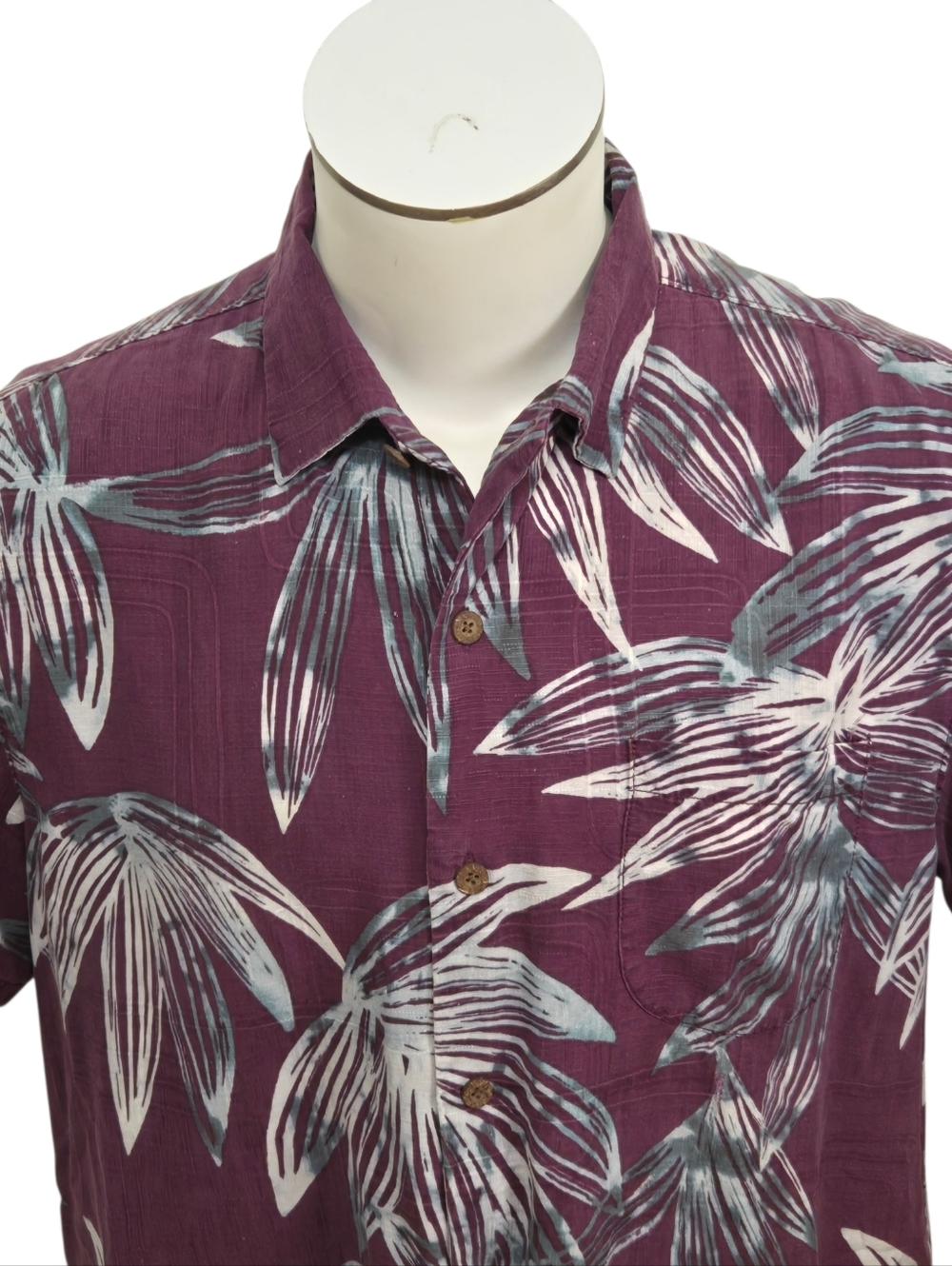 Tommy Bahama 100% Silk Tropical Purple Palm Floral Shirt, Men's XL
